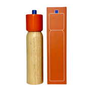Orange and blue salt and pepper grinder, further view