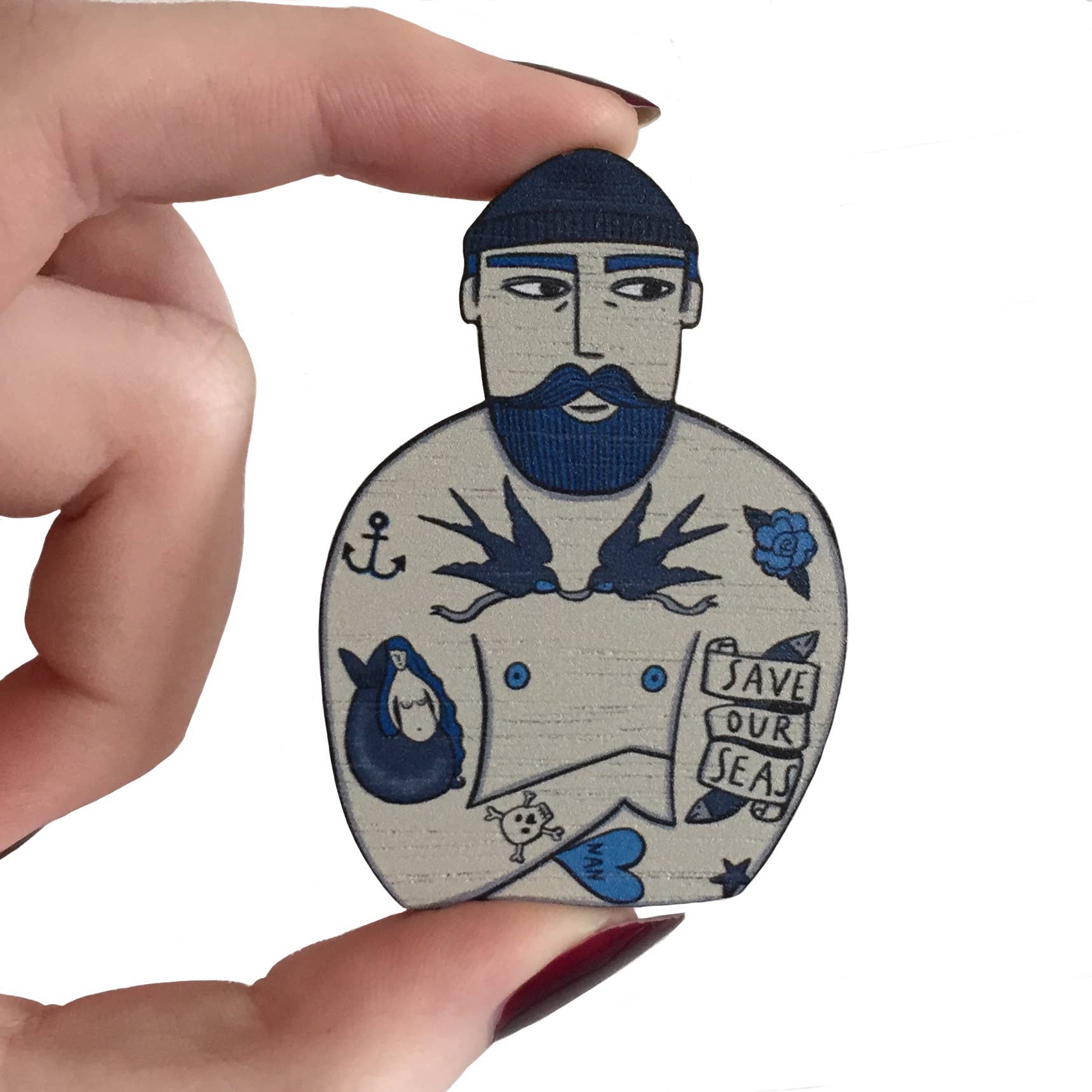 Nautical Tattooed Sailor Pin Brooch