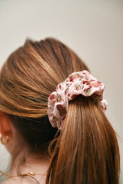 Block Printed Eye Mask & Scrunchie Set | Ditsy Floral Scarlet
