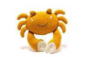 Tactile Crab Plush Toy Knitted Organic Cotton in Mustard