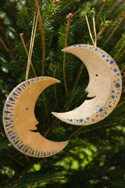 Golden Man on the Moon Screen-Printed Board Decoration