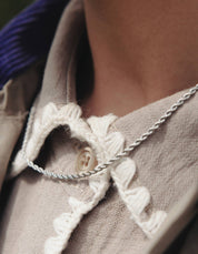 Silver Rope Twist chain Necklace, Waterproof