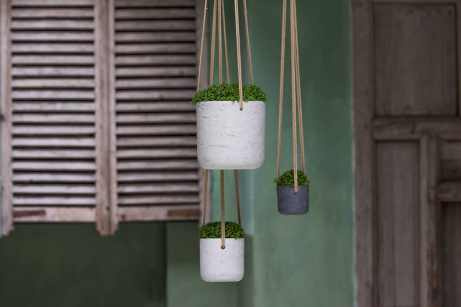 Hanging planter Round Charlie M Grey Washed Ø18cm x H17,5cm