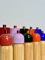 Orange and blue salt and pepper grinder, further view