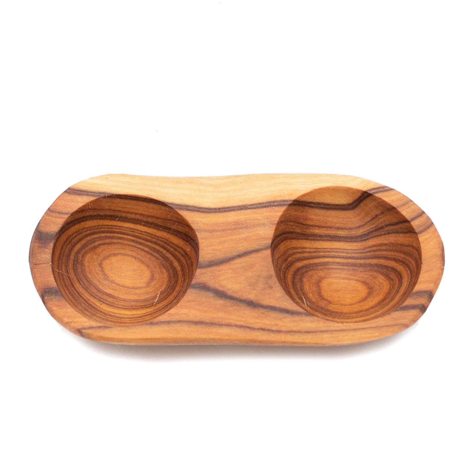 Olive Wood Double Egg / Salt and Spice Cup