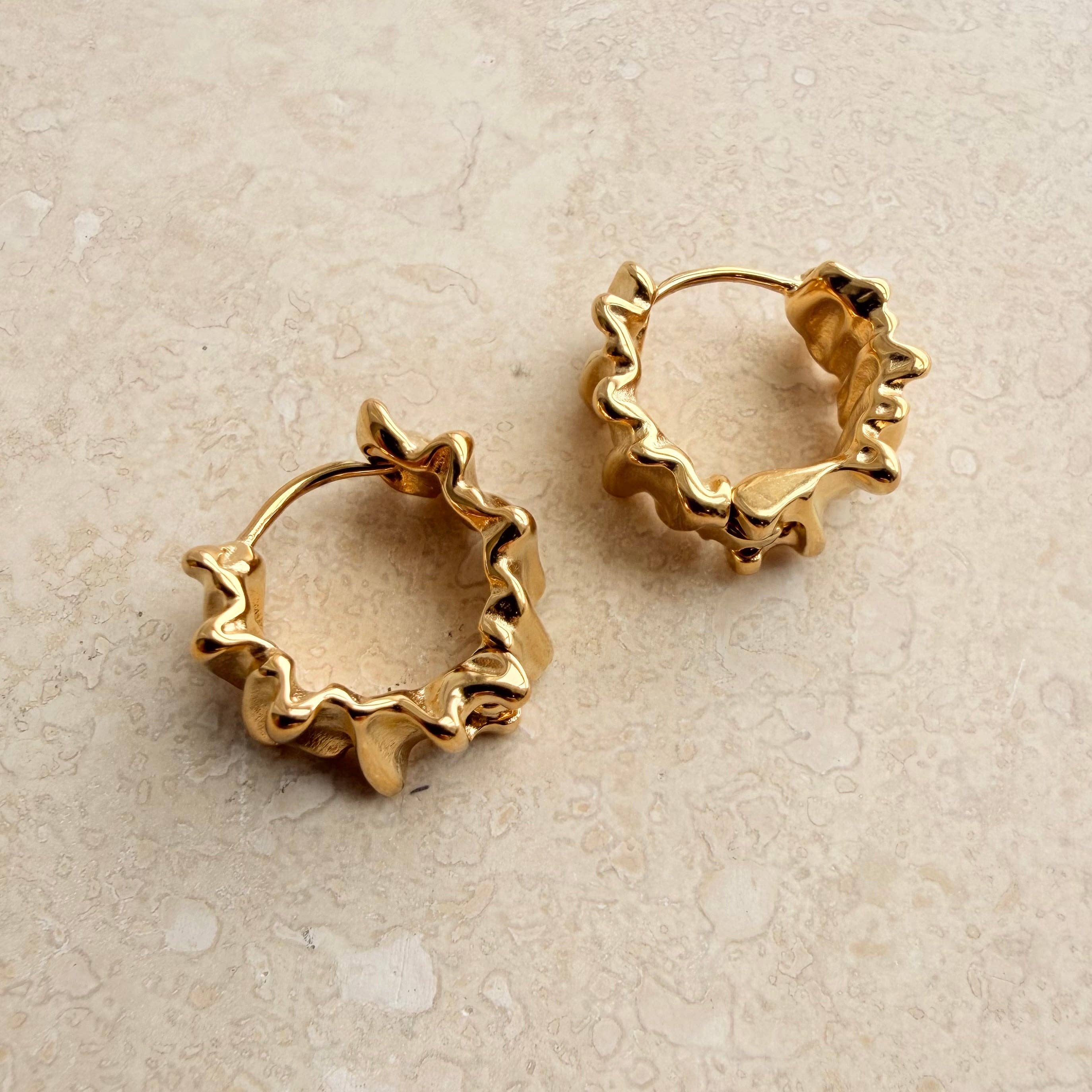 Everyday Gold Mini Scrunch Hoops by Little Nell, further view