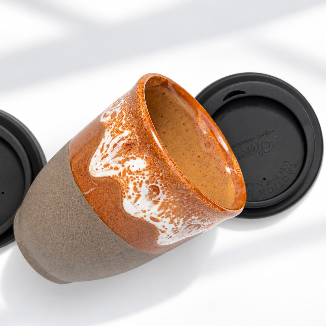 Reusable ceramic coffee cup in Naples, further view