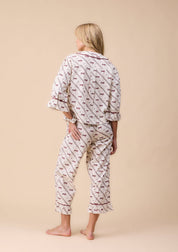 Cropped Cotton Pyjamas in Cream Gallop