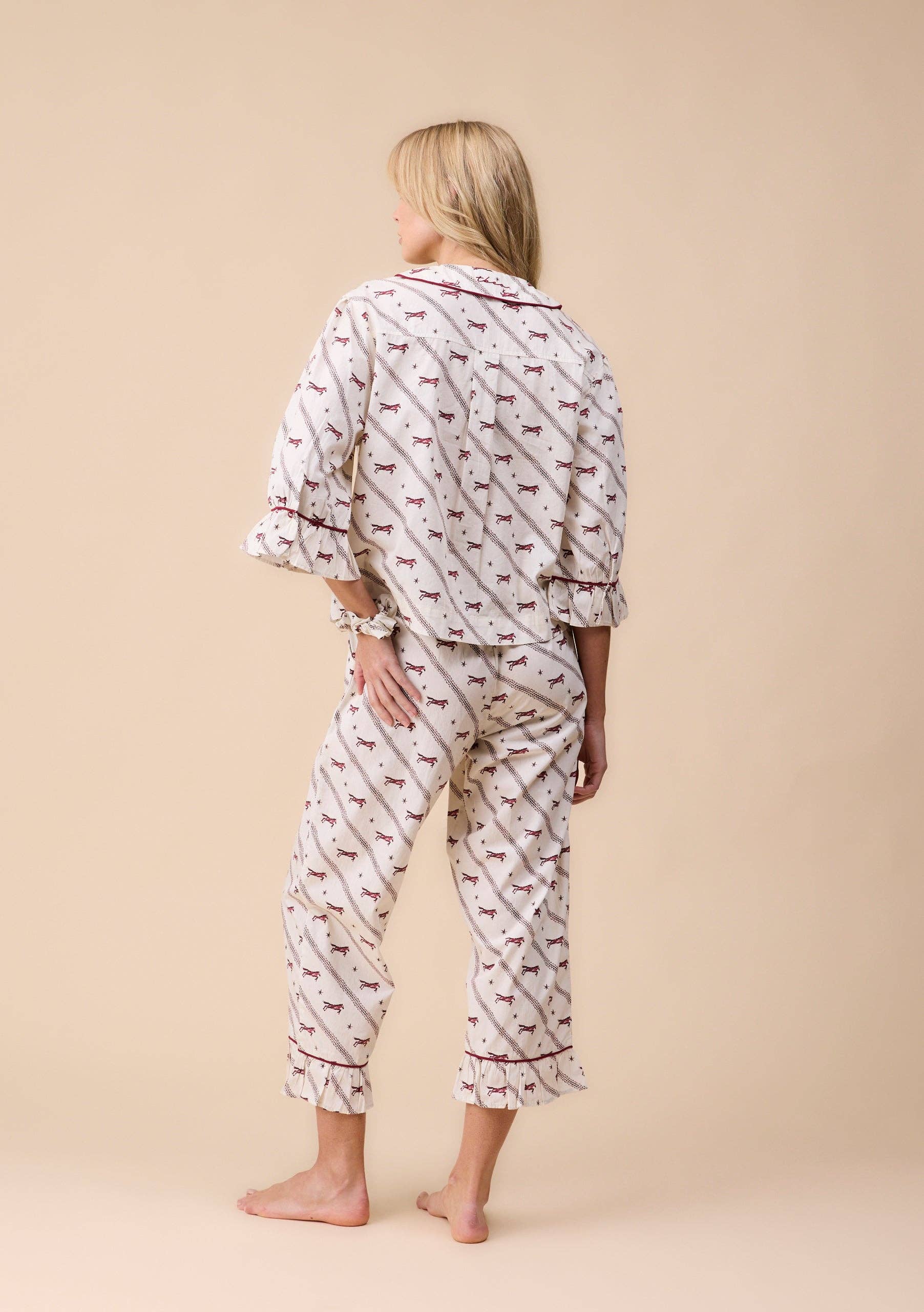 Cropped Cotton Pyjamas in Cream Gallop