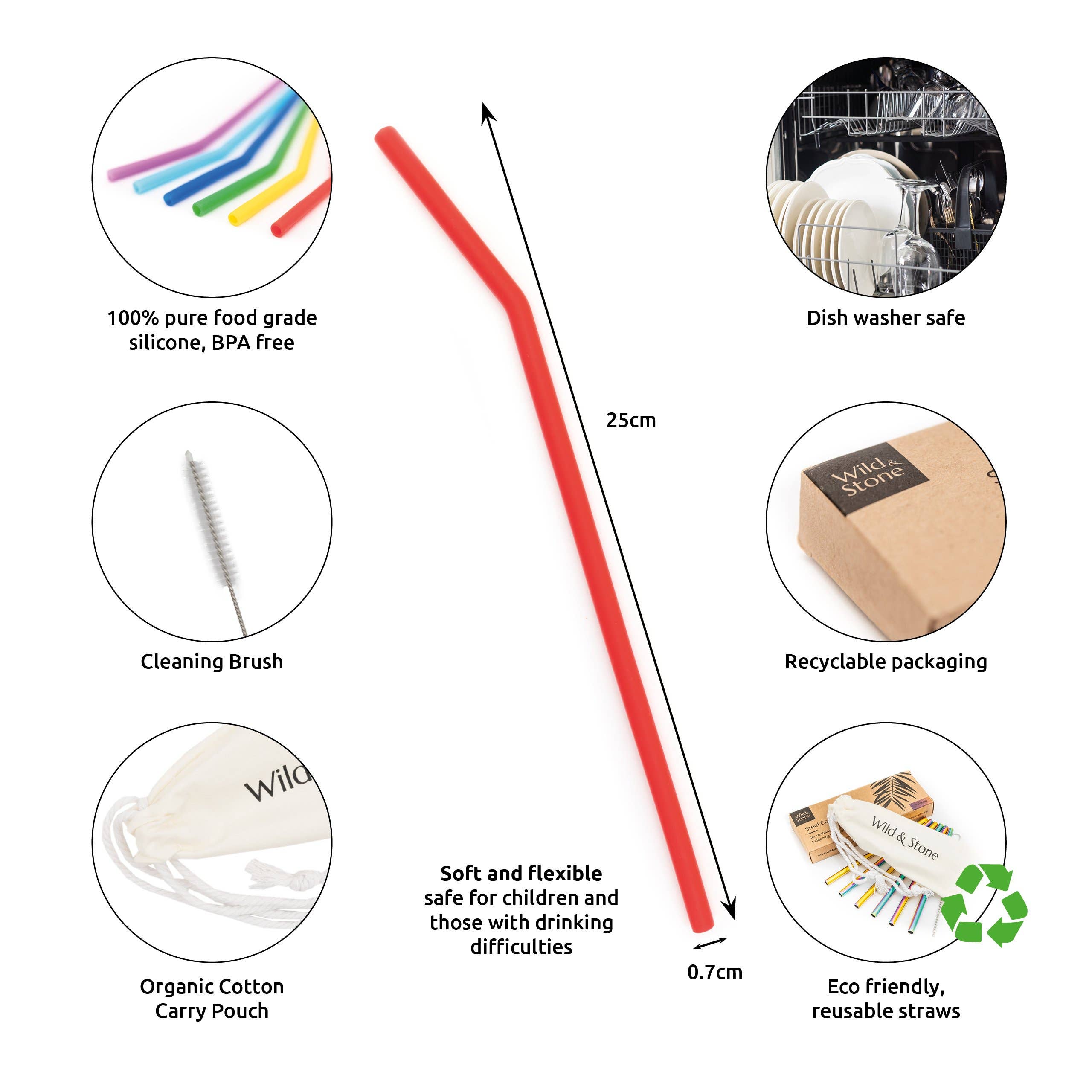 Silicone Drinking Straws | Reusable, BPA Free & Vegan