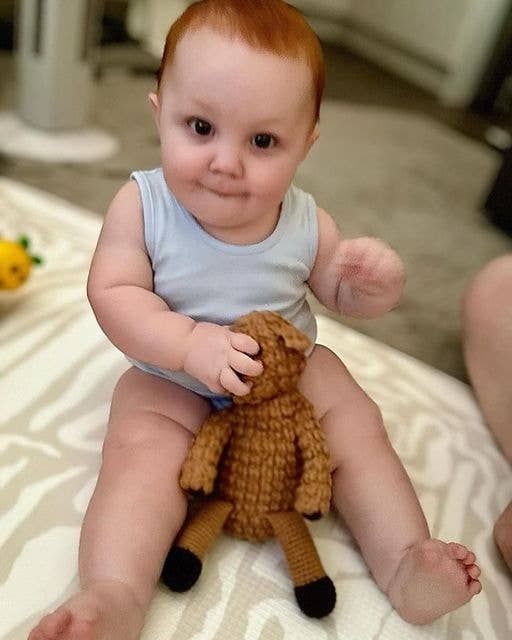 Crochet Baby Toy Goldendoodle rattle