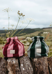 Terry Cotton Wash Bag | Green Stripe