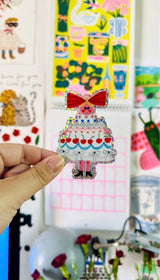 Cake Girl Glitter Sticker