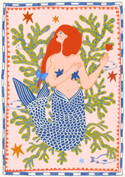 Folk Mermaid Whimsical | Art Print