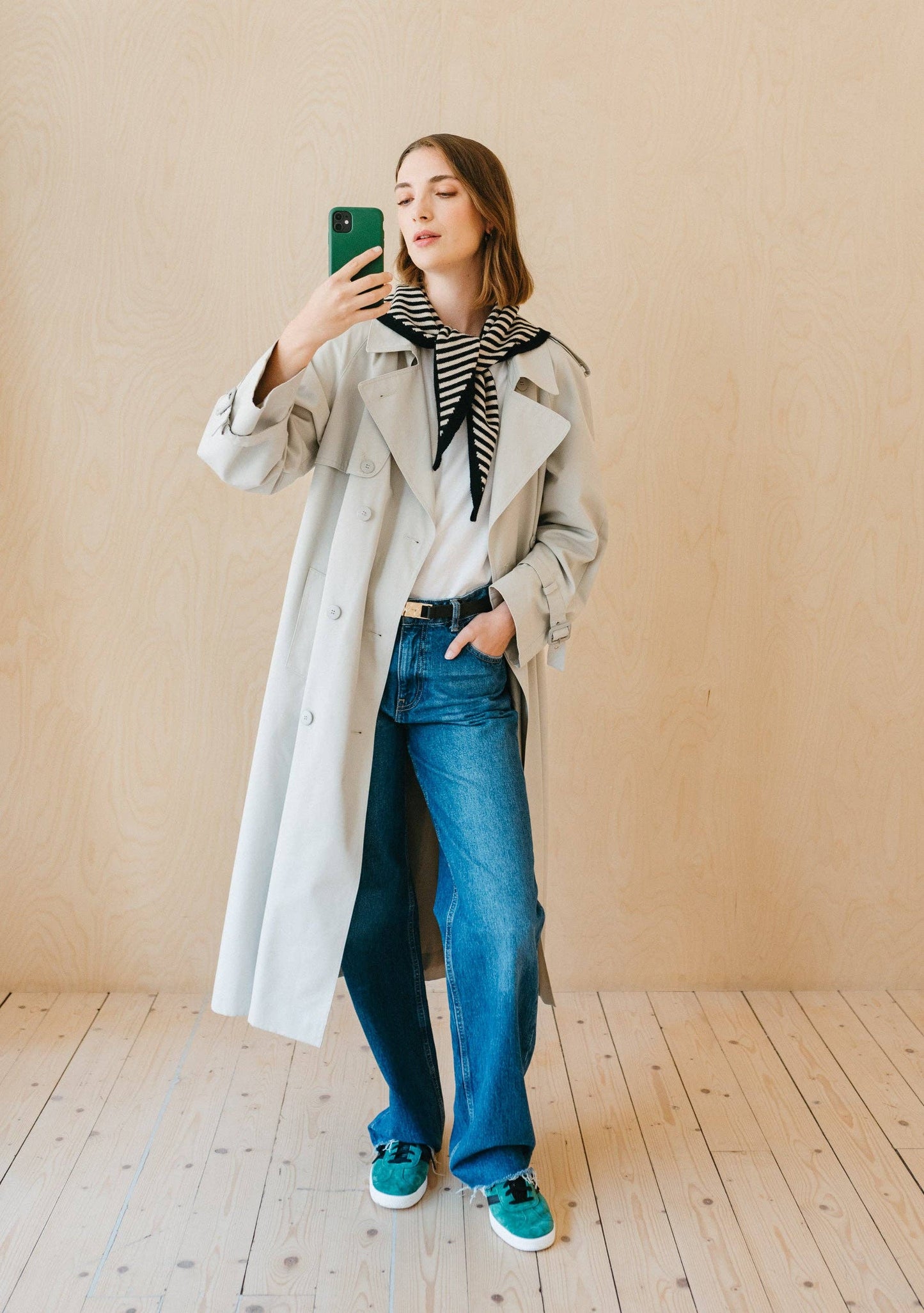 Merino Triangle Scarf | Black Stripe
