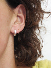Roake Studio | Ida Mini Brushed Silver Huggie Hoop Earrings