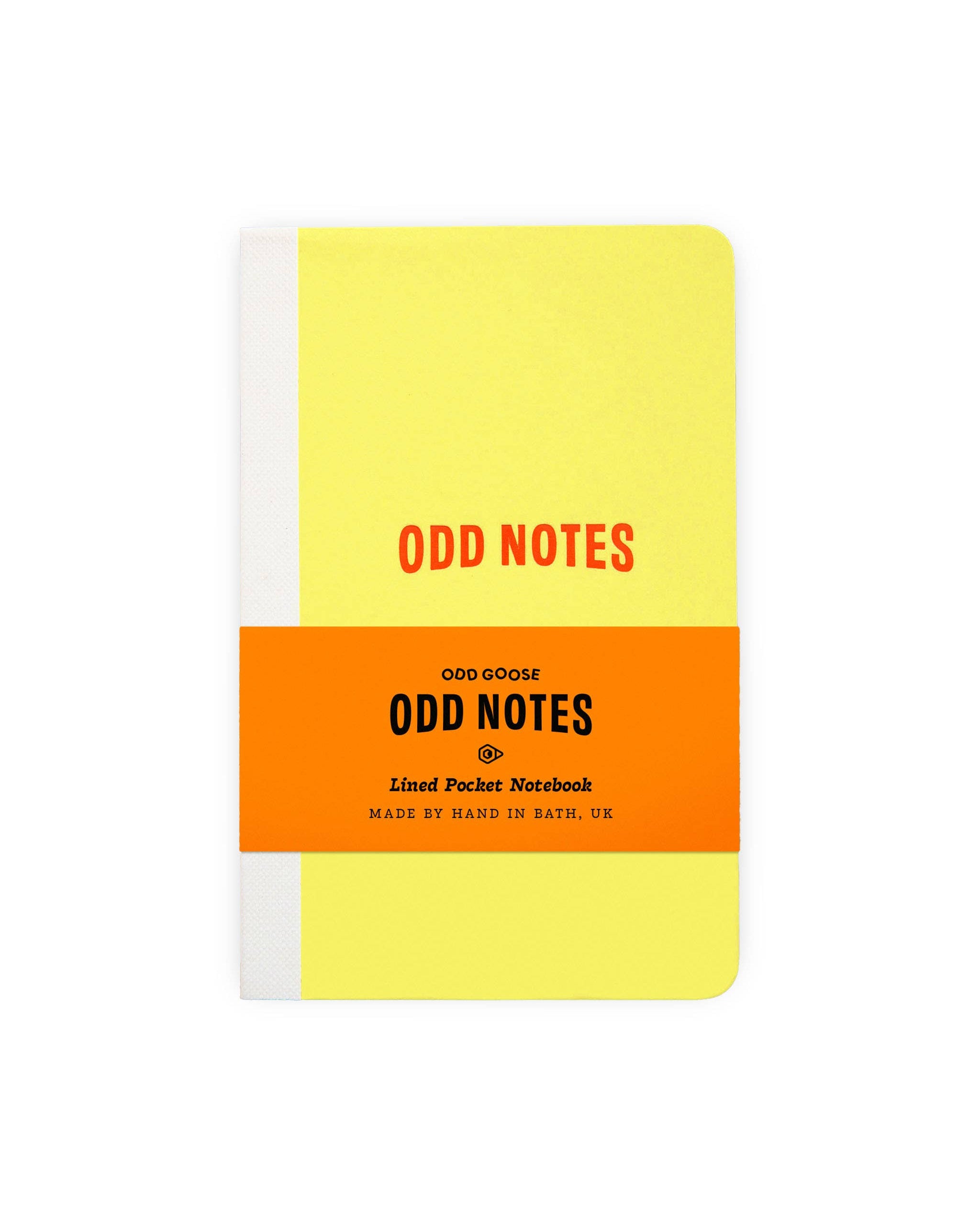 Notebook with 'Odd Notes' text on a yellow and orange cover
