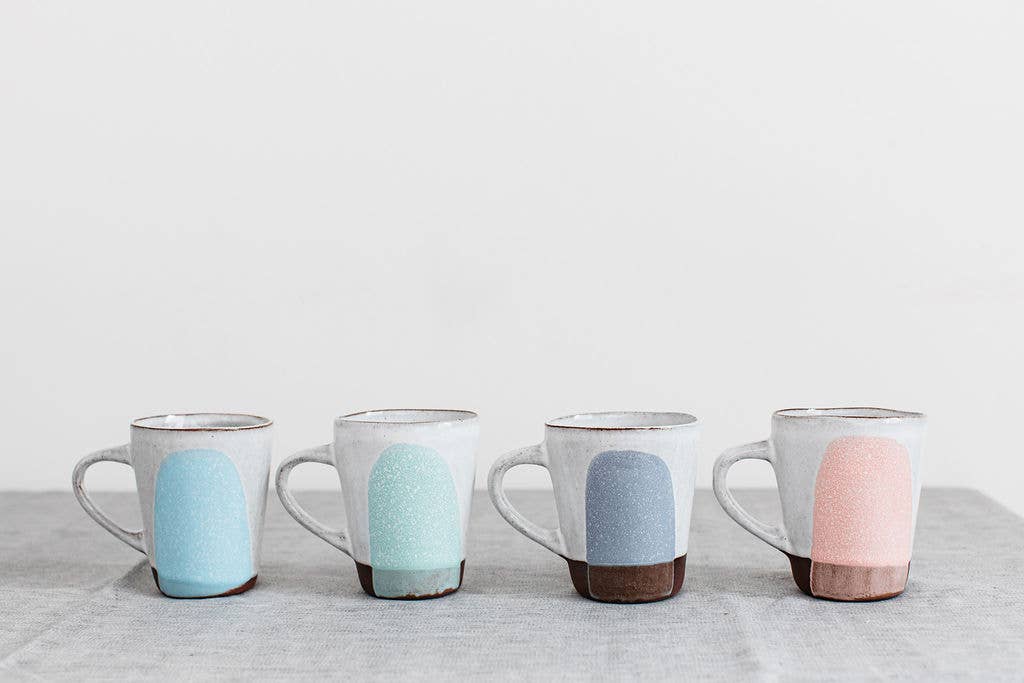 Handmade Contemporary Terracotta Cup Coloured Glaze Splash