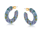 Handmade Resin Hoop Earrings | Blue