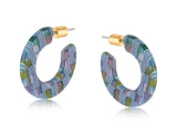 Handmade Resin Hoop Earrings | Blue