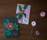 Christmas Mini Card Pack | Holly Sprig & Winter Rose