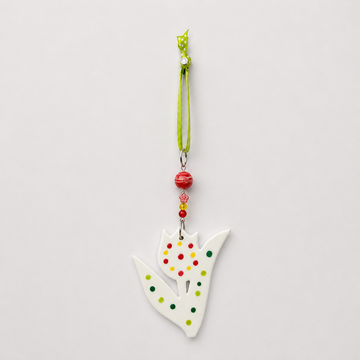 Handmade ceramic tulip hanging decoration, further view