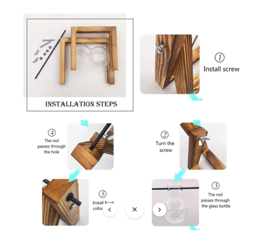 Glass Planter Bulb Vase with Wooden Stand | Single