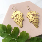 Maidenhair Fern Leaf Hoop Earrings