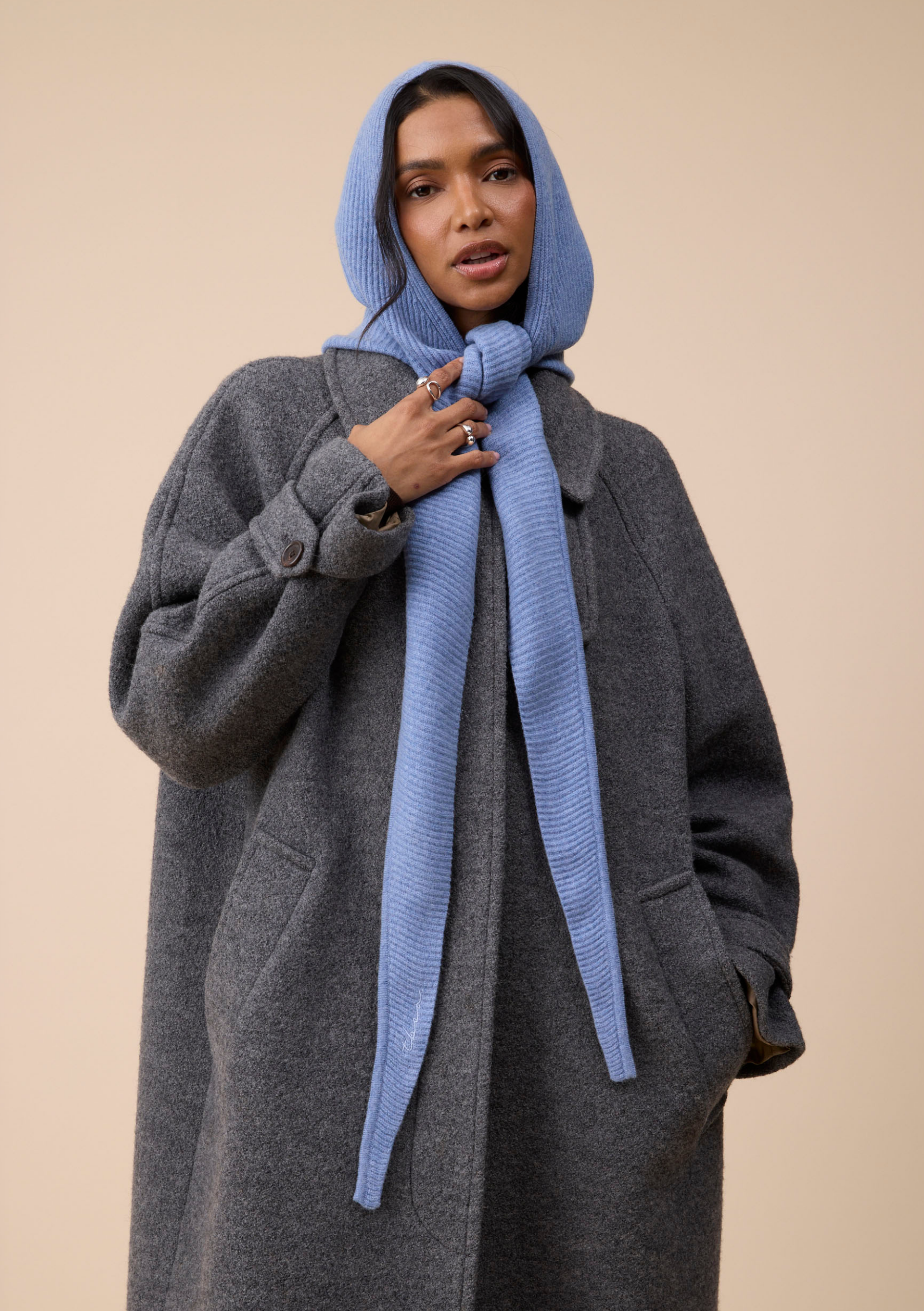Merino Wool Hood in Blue