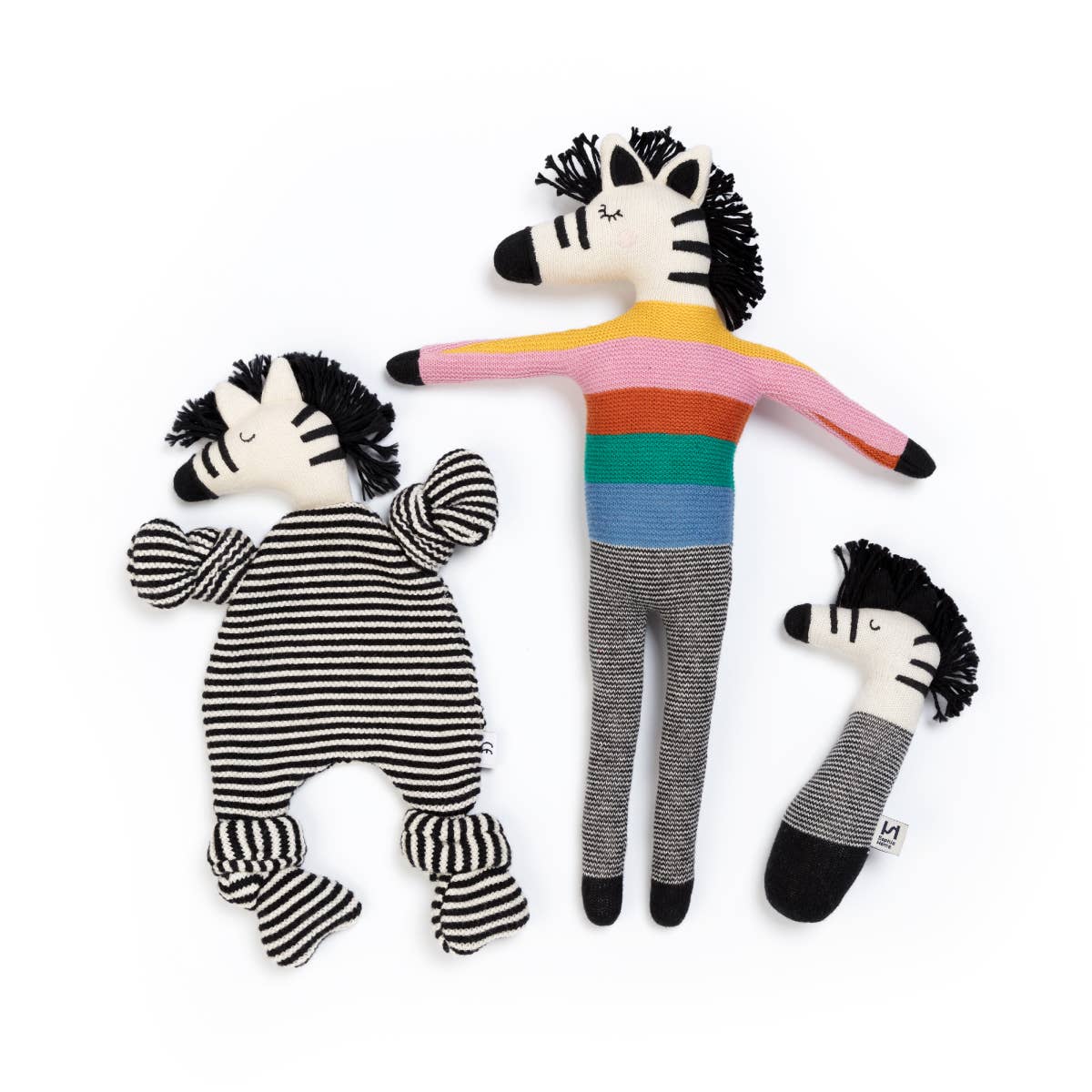 Cotton Knit Stuffed Animal Soft Toy: Zebra Rainbow