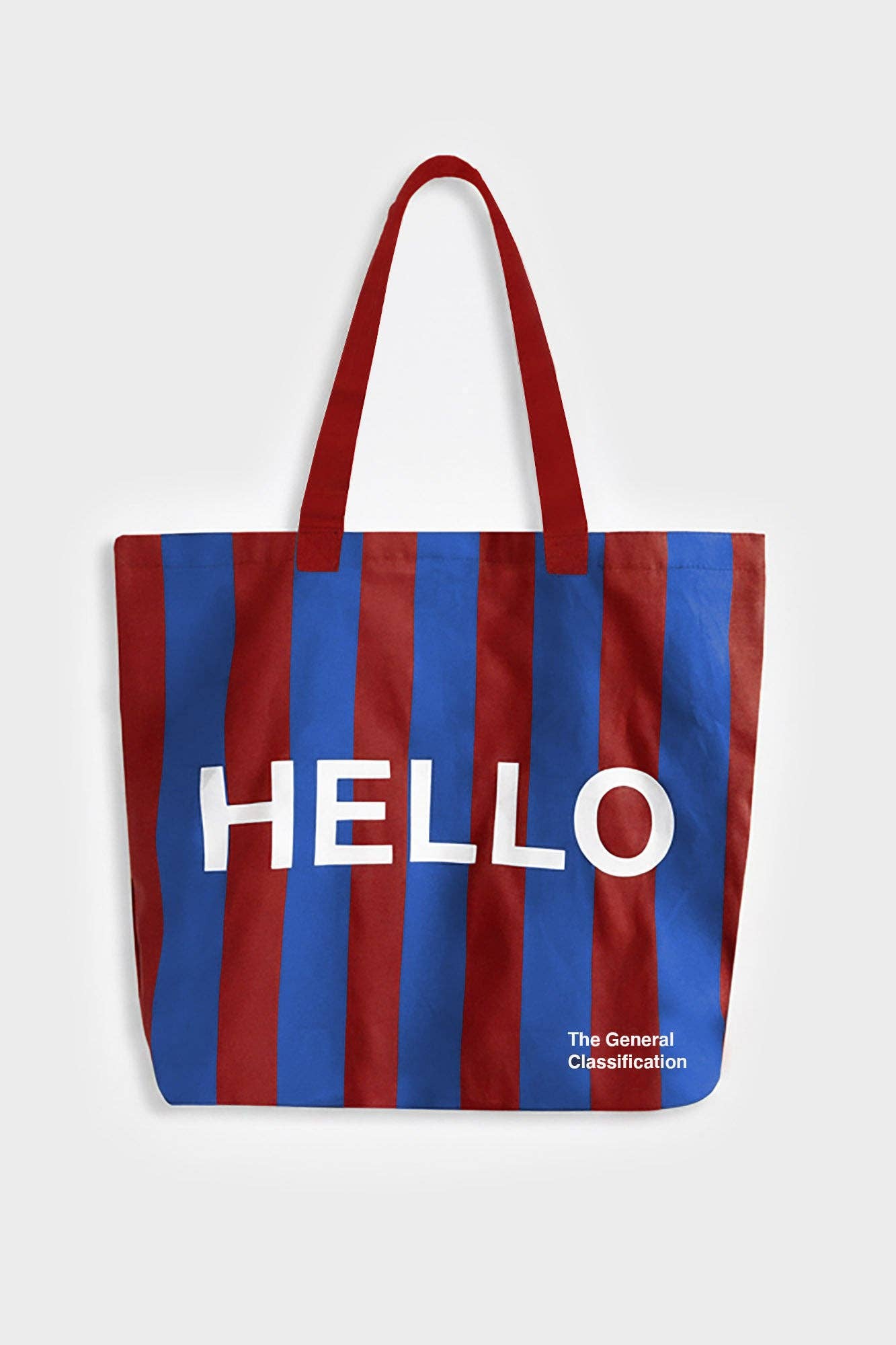 Hello Goodbye Tote Bag Red & Navy Stripe