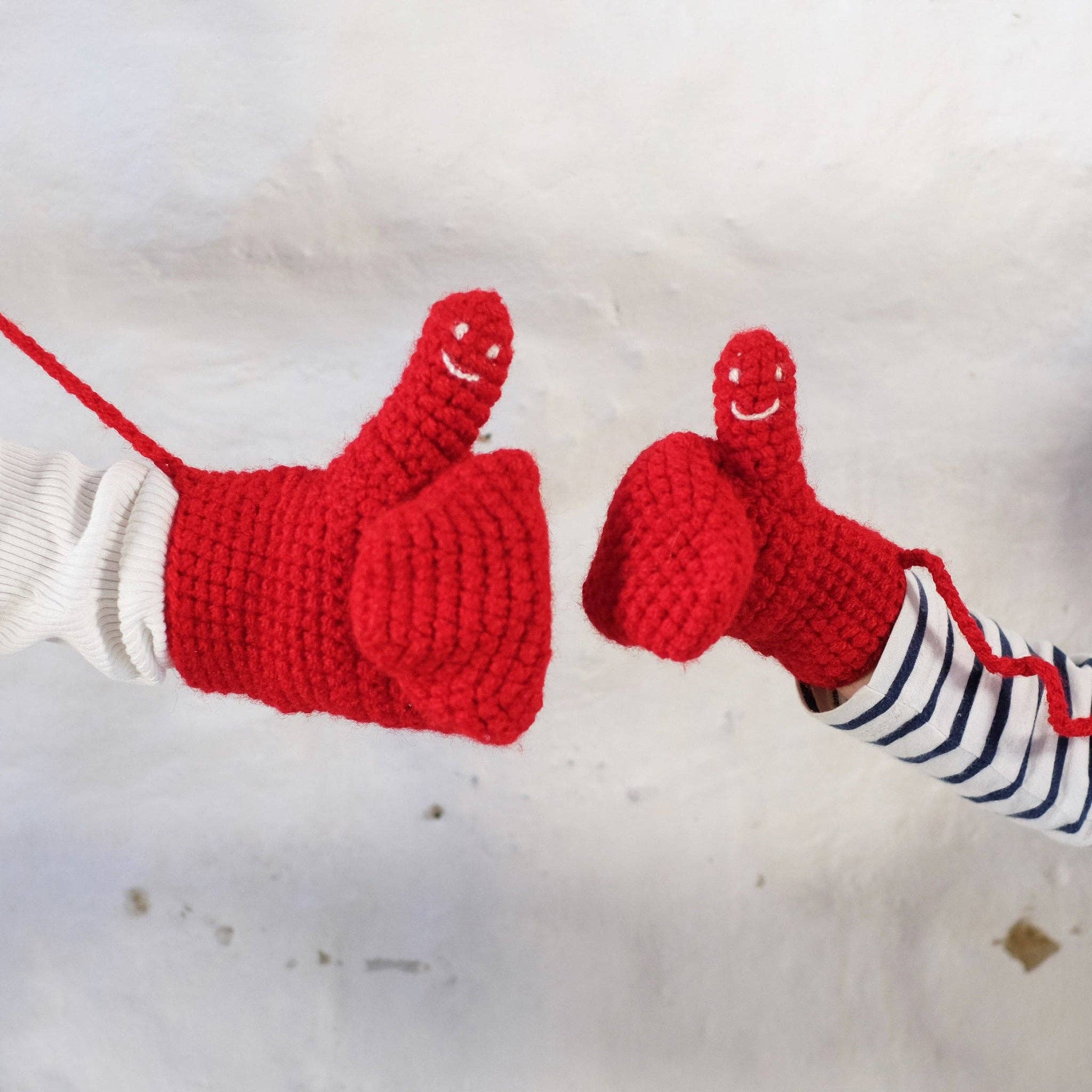 Smiley face mittens by EKA, further view