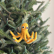Hand Felted Yellow Octopus Ornament