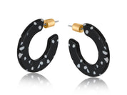 Flat Resin Hoop Earrings | Green