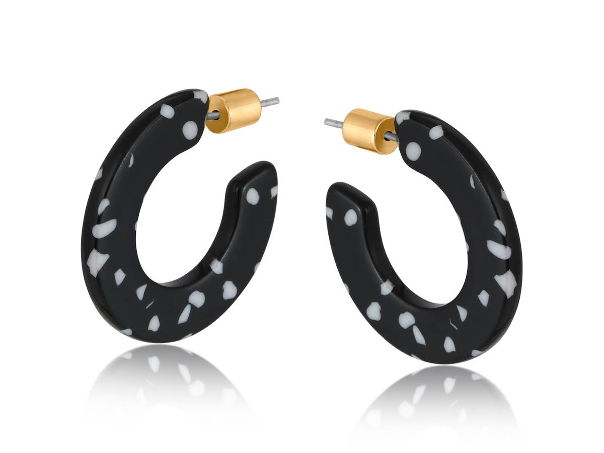 Flat Resin Hoop Earrings | Green