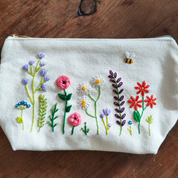 Stitch Your Flowers zip pouch embroidery kit, further view