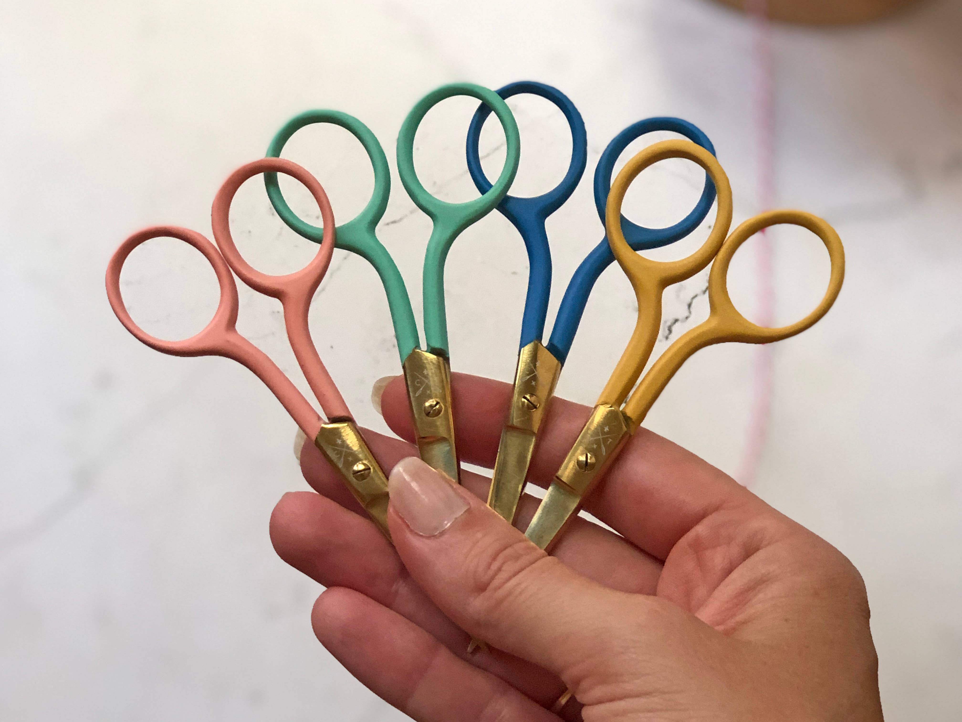 Embroidery scissors with gold finish blades, further view