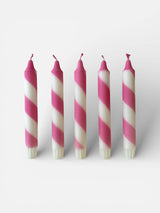 Candy Cane Stripe Hand Dipped Candles | Pink & White