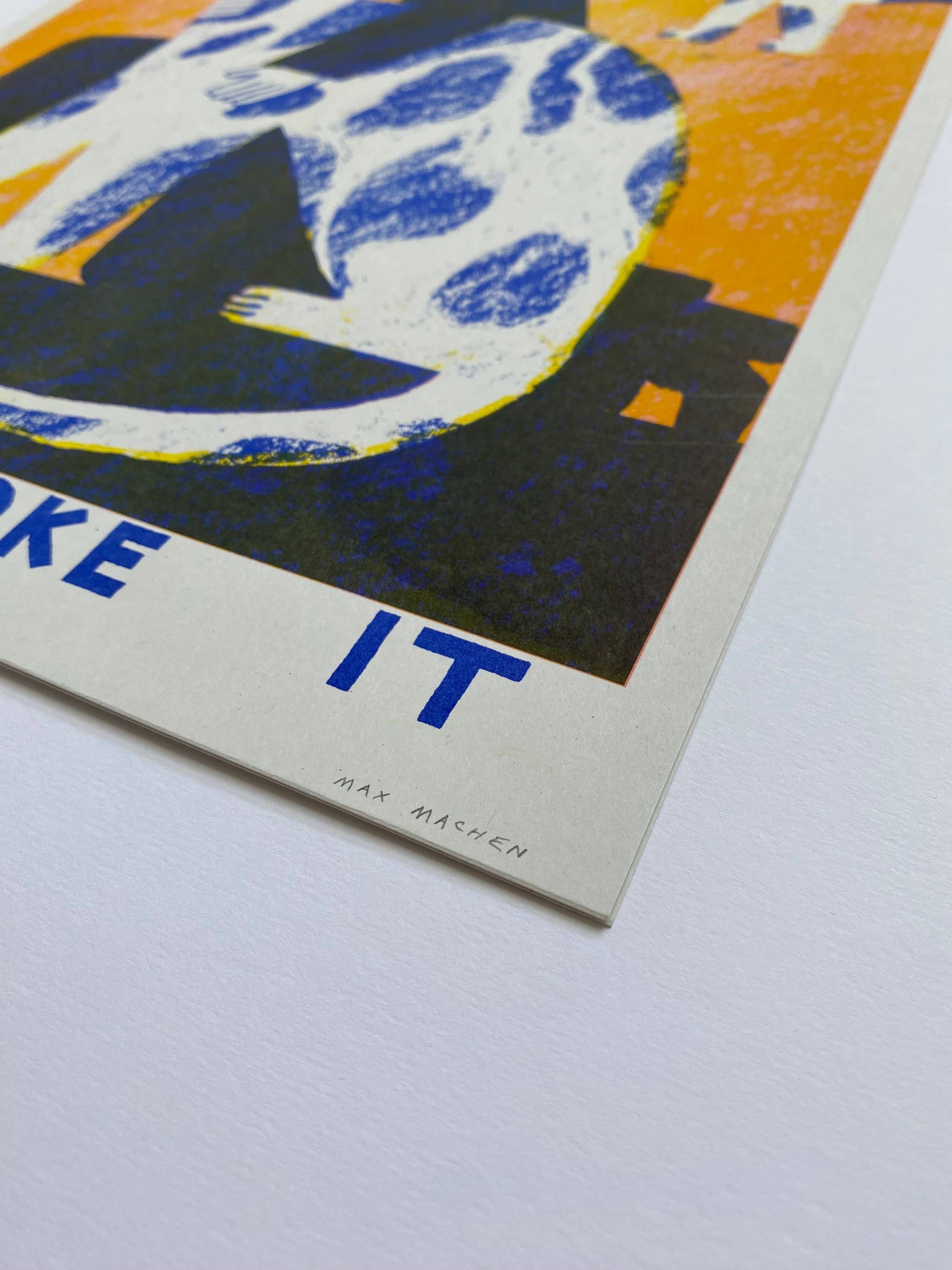 Find A Dog and Stroke It | Riso print A3