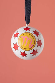 Scorpio zodiac papier mache bauble, further view