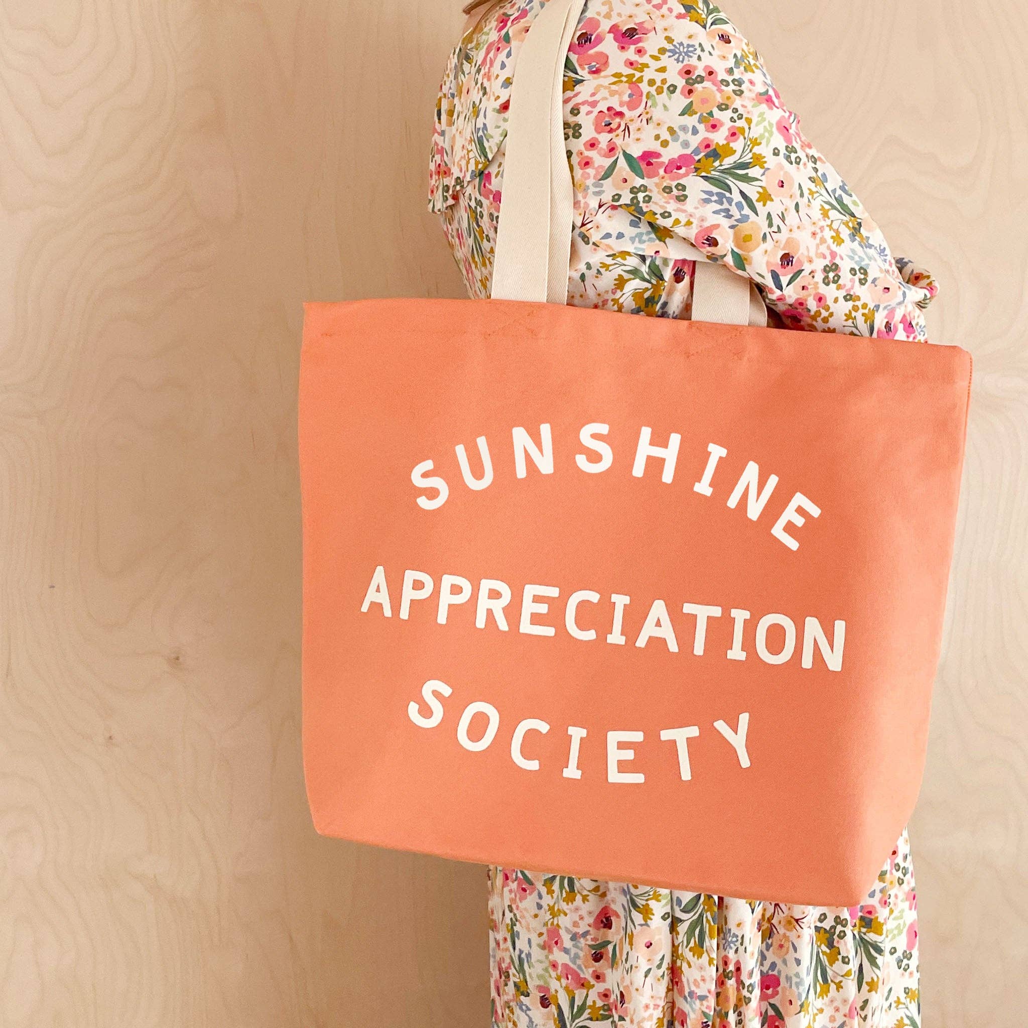 Sunshine Appreciation Society | Peach Canvas Tote Bag