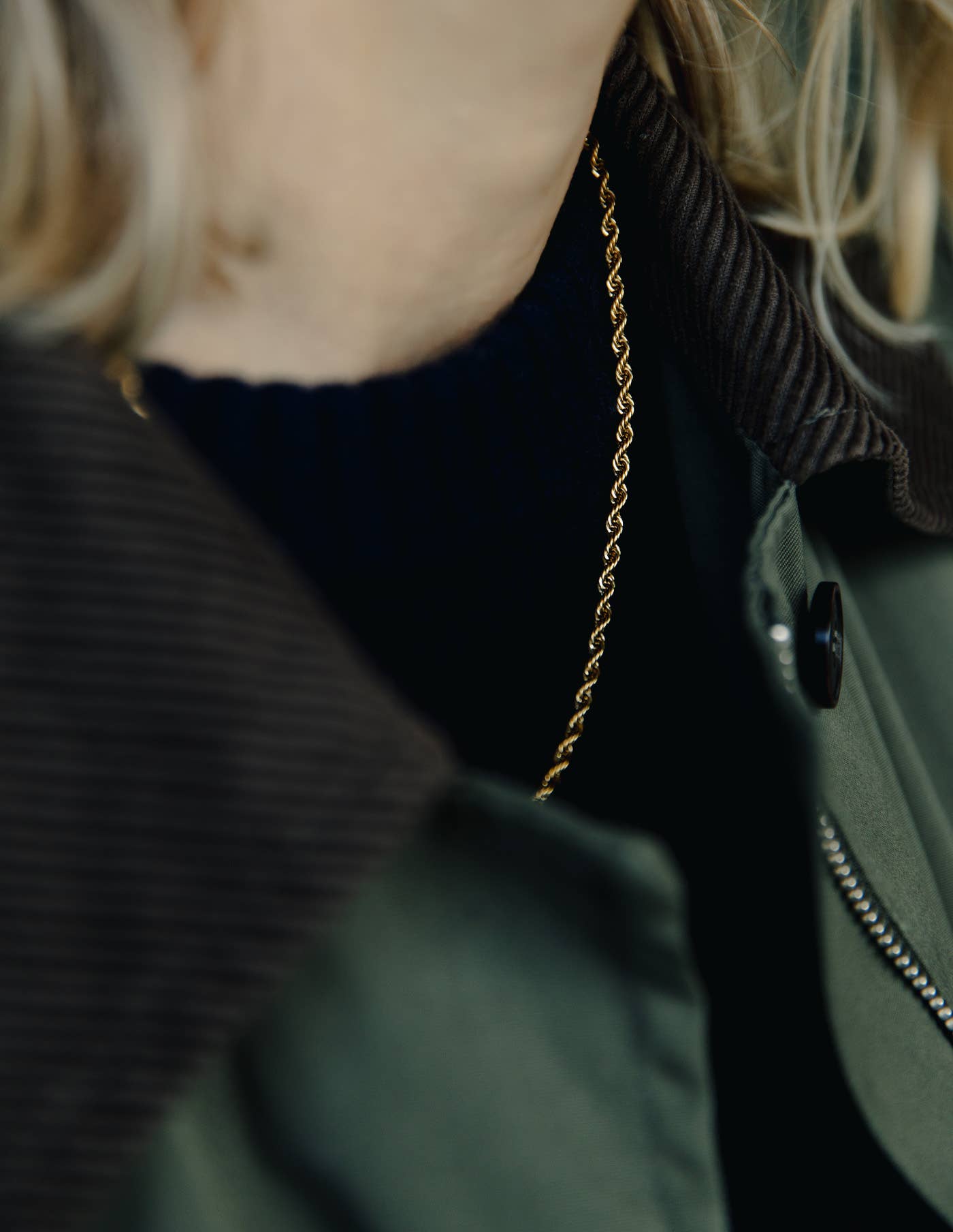 Gold Rope Twist Chain Necklace, Waterproof