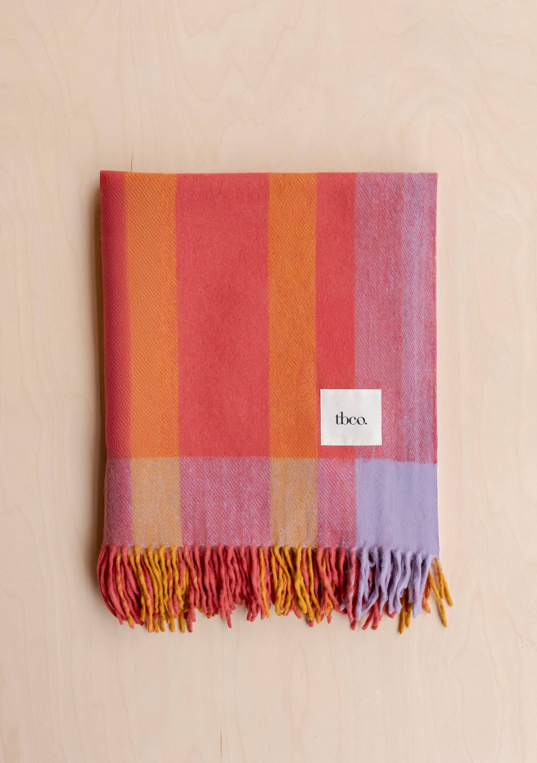 Recycled Wool Blanket in Orange Frame Stripe