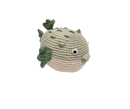 Crochet Baby Toy Puffer Fish Rattle
