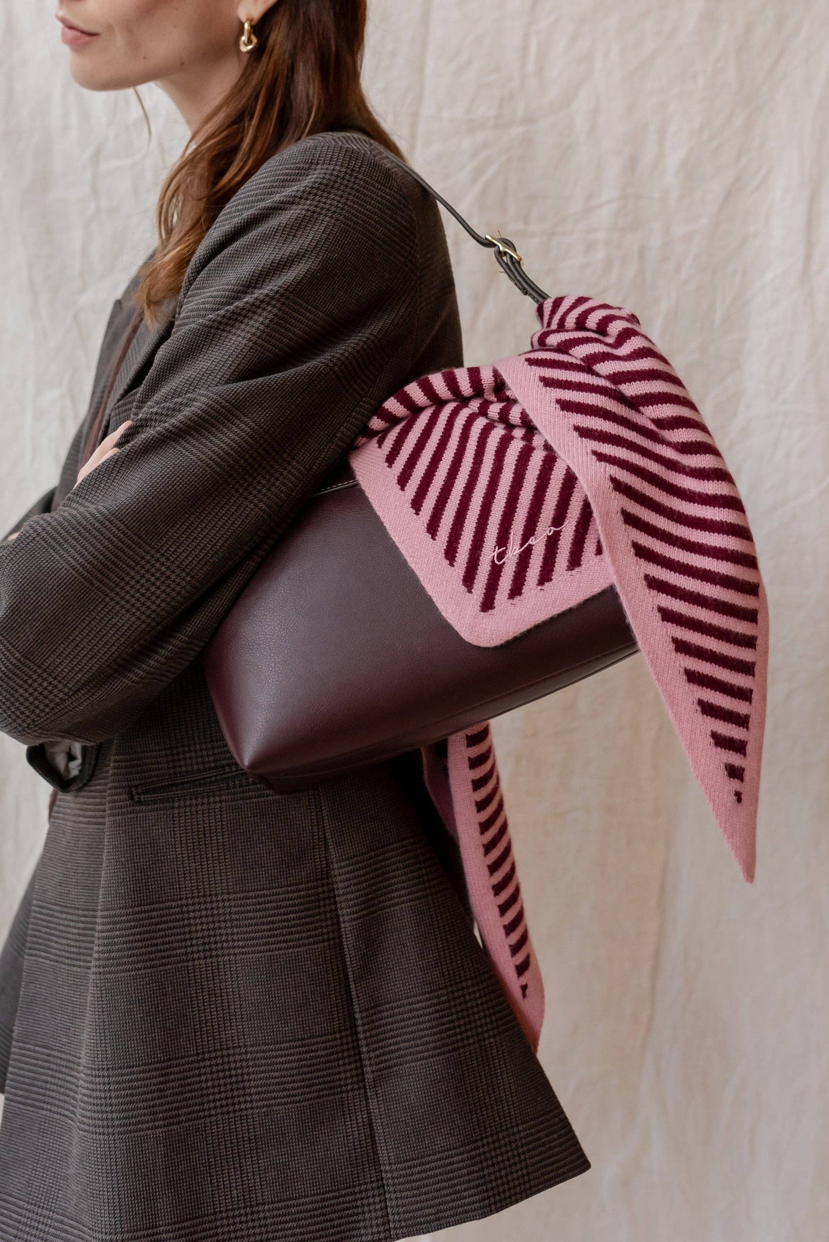 Merino Triangle Scarf | Pink Stripe