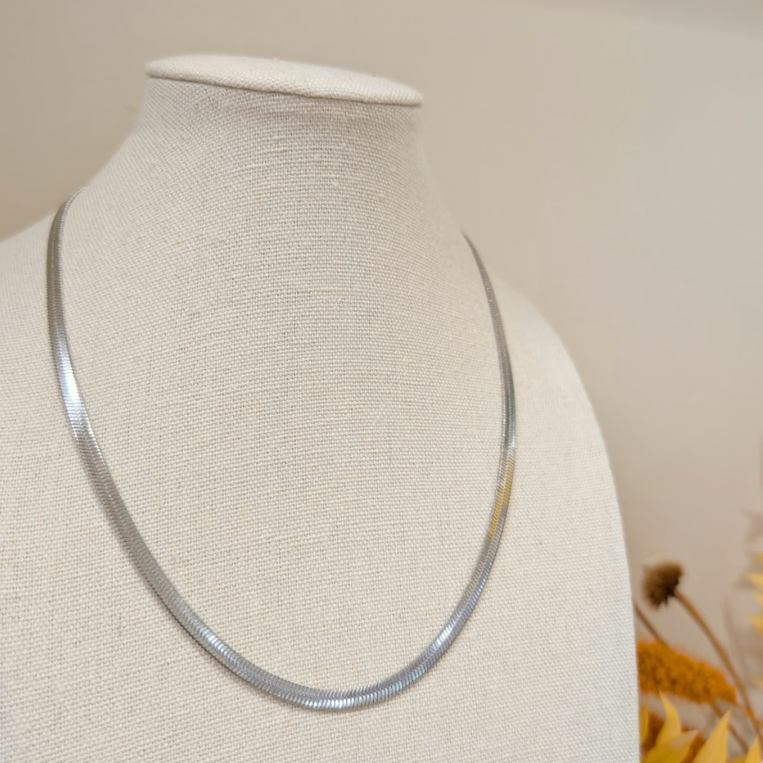 Everyday Silver Snake Chain Necklace by Little Nell, further view