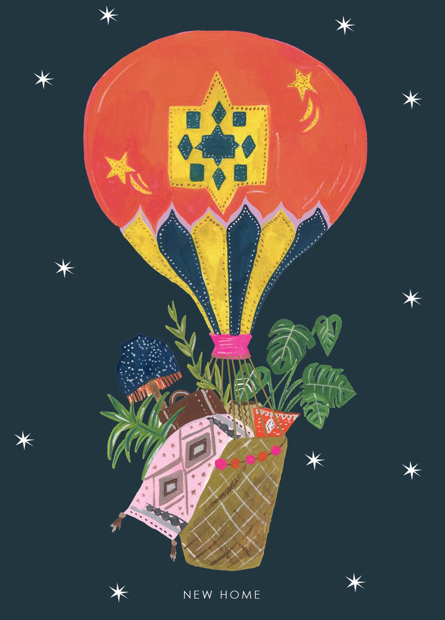 Hot Air Balloon Magical New Home Greetings Card
