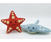 Crochet Stingray Baby Rattle | Aqua, Organic Cotton, Fair Trade