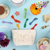 Stitch Your Flowers zip pouch embroidery kit, further view