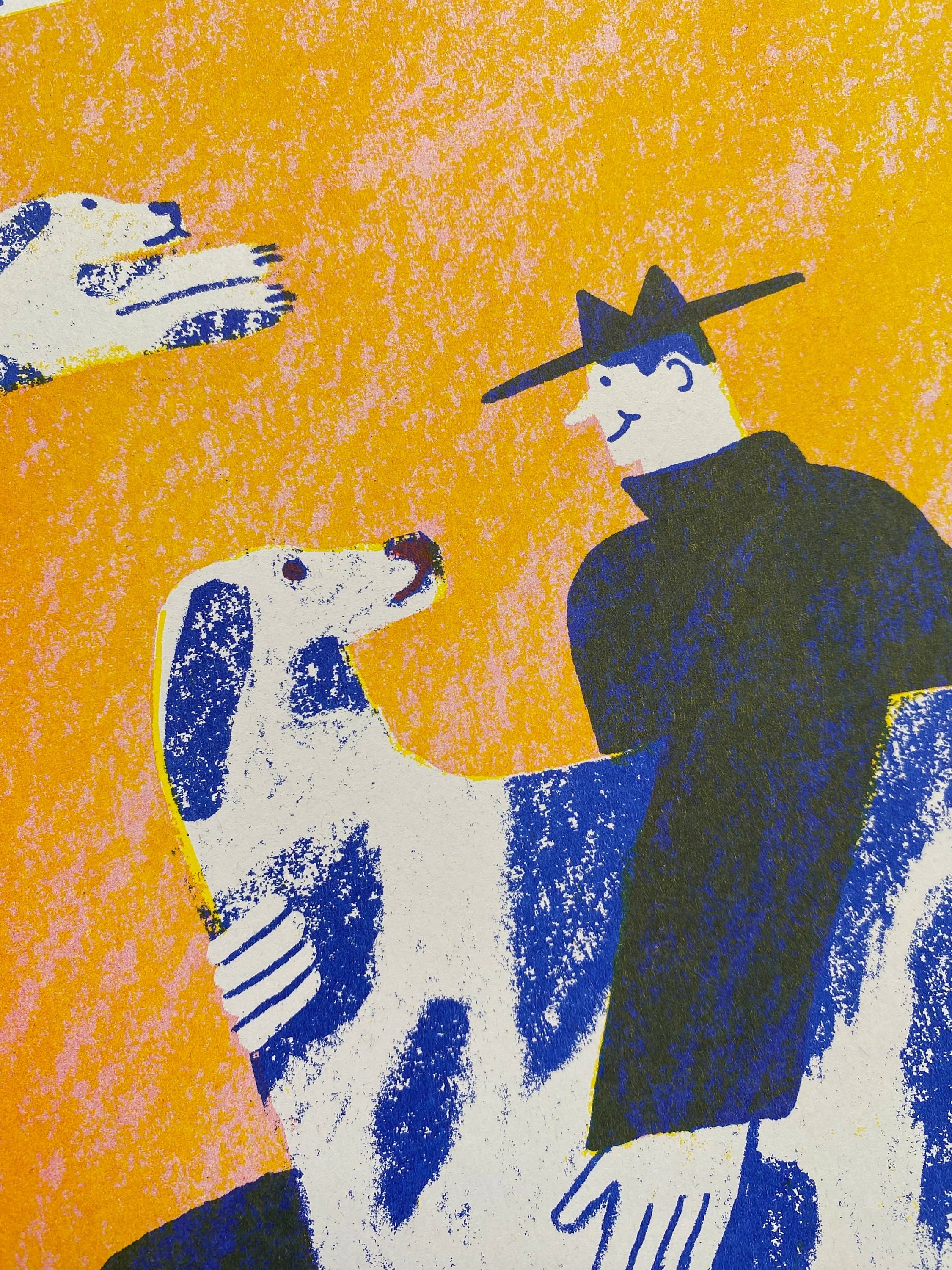 Find A Dog and Stroke It | Riso print A3